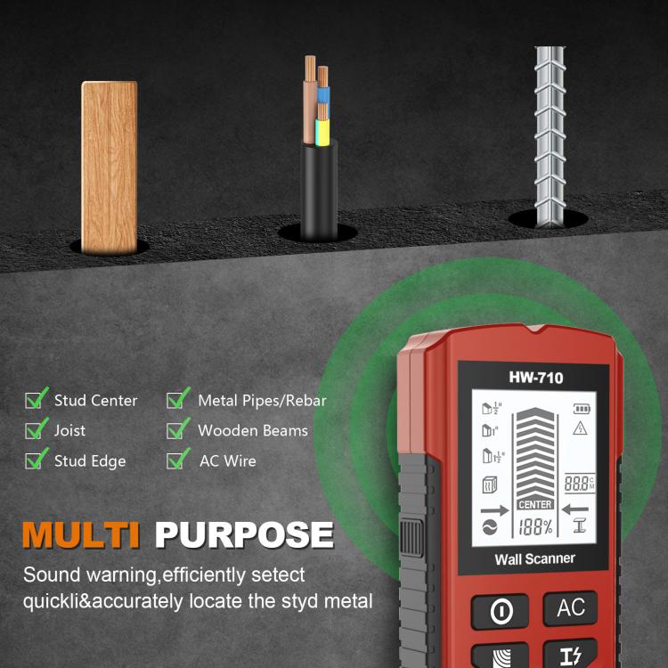 Escáner de pared HW-710 5 en 1: detector de metales, buscador de vigas e instrumento de medición.