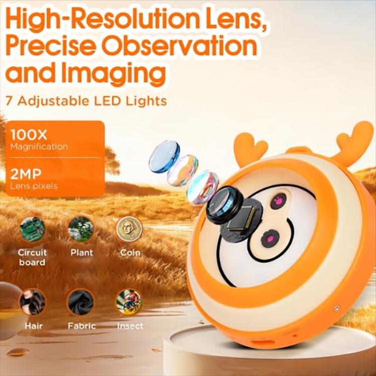 Microscopio electrónico digital para niños HM020F con pantalla IPS de 2,0 pulgadas, HM020F