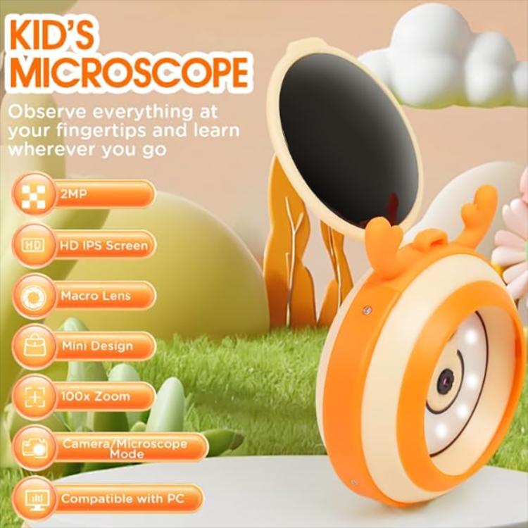 Microscopio electrónico digital para niños HM020F con pantalla IPS de 2,0 pulgadas, HM020F
