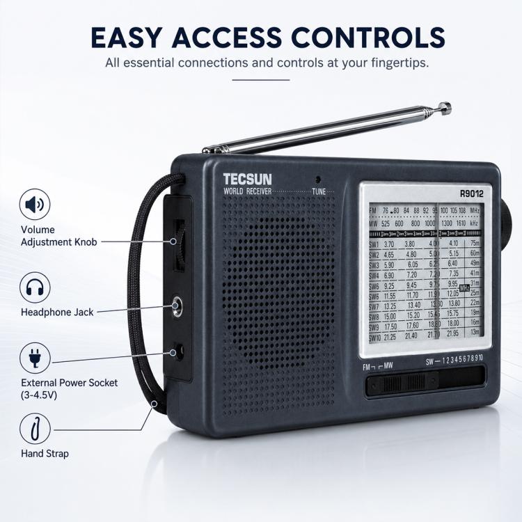 Radio FM portátil de banda completa Tecsun R-9012, R-9012