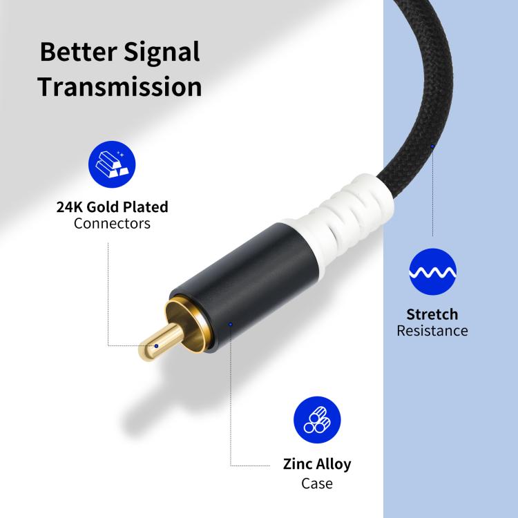 Cable de audio de 2 RCA macho a 2 RCA macho, 1m, 2m, 3m, 5m, 7.6m