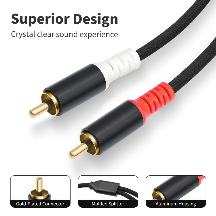 Cable de audio de 2 RCA macho a 2 RCA macho, 1m, 2m, 3m, 5m, 7.6m