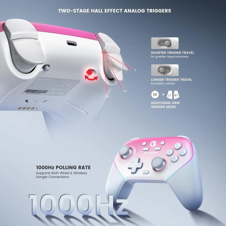 Mando inalámbrico GameSir Super Nova T4 Nova Pro Tri-Mode para PC / Steam / Switch / iOS / Android, T4 Nova Pro Blue, T4 Nova Pro Pink