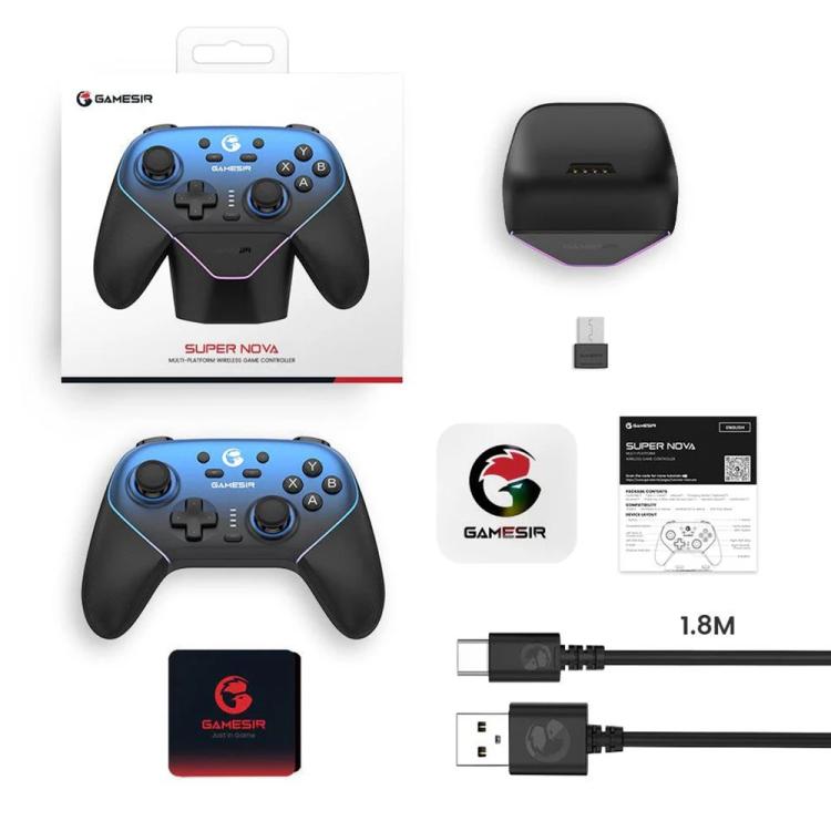 Mando inalámbrico GameSir Super Nova T4 Nova Pro Tri-Mode para PC / Steam / Switch / iOS / Android, T4 Nova Pro Blue, T4 Nova Pro Pink