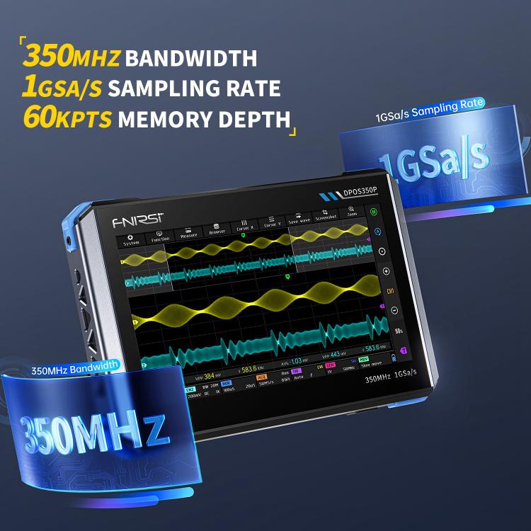Osciloscopio para tablet FNIRSI DPOS350P 4 en 1 con pantalla táctil IPS HD de 7 pulgadas y 350M, DPOS350P(US Plug), DPOS350P(EU Plug)