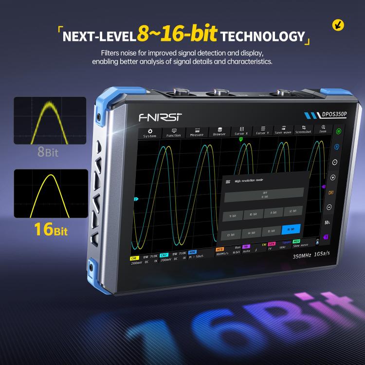 Osciloscopio para tablet FNIRSI DPOS350P 4 en 1 con pantalla táctil IPS HD de 7 pulgadas y 350M, DPOS350P(US Plug), DPOS350P(EU Plug)