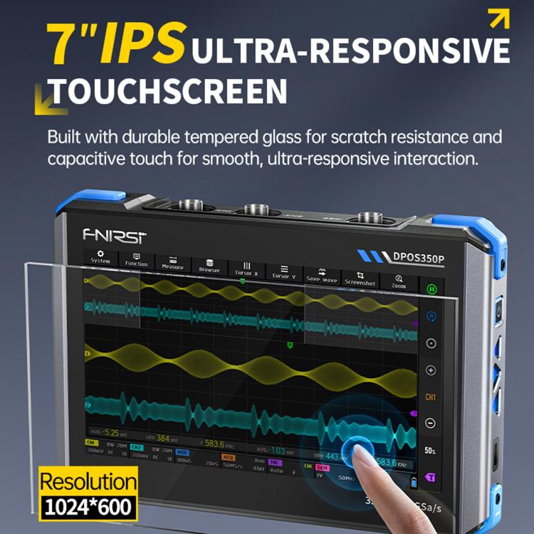 Osciloscopio para tablet FNIRSI DPOS350P 4 en 1 con pantalla táctil IPS HD de 7 pulgadas y 350M, DPOS350P(US Plug), DPOS350P(EU Plug)