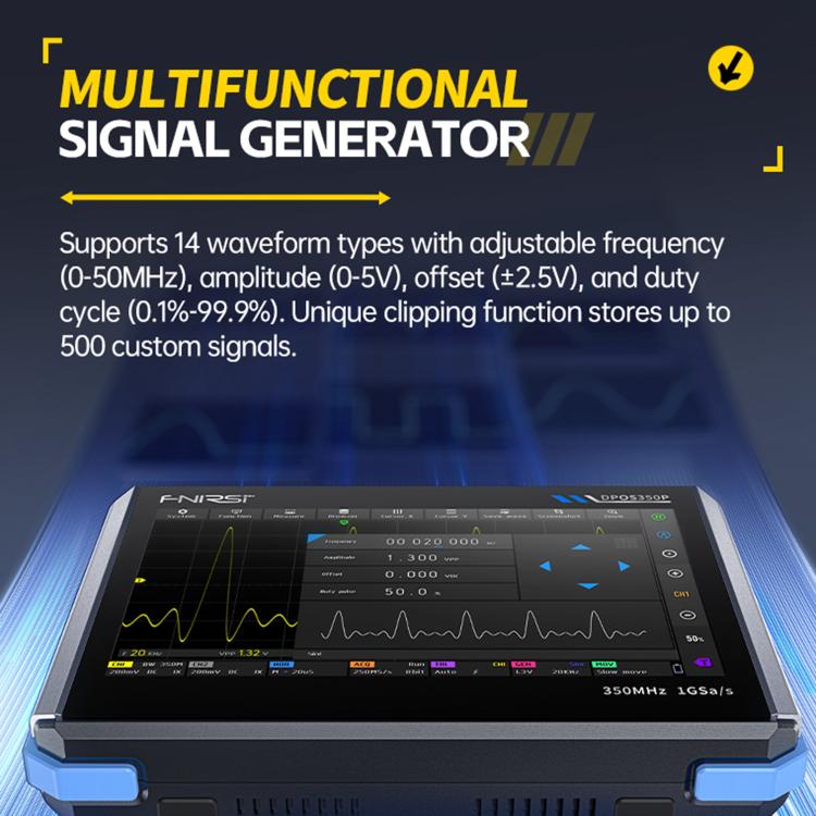 Osciloscopio para tablet FNIRSI DPOS350P 4 en 1 con pantalla táctil IPS HD de 7 pulgadas y 350M, DPOS350P(US Plug), DPOS350P(EU Plug)