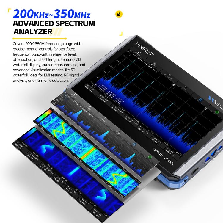 Osciloscopio para tablet FNIRSI DPOS350P 4 en 1 con pantalla táctil IPS HD de 7 pulgadas y 350M, DPOS350P(US Plug), DPOS350P(EU Plug)