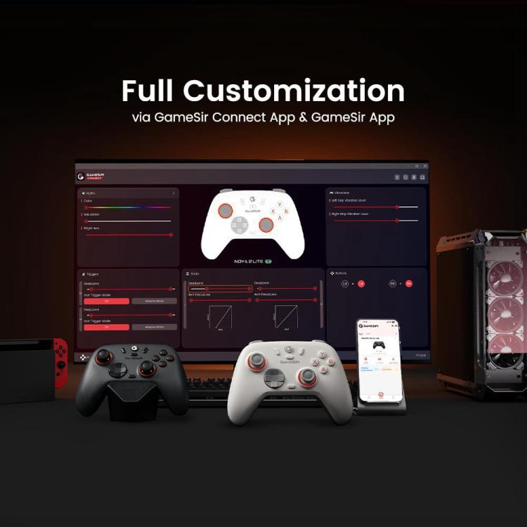 Mando inalámbrico GameSir Nova 2 Lite Tri-Mode para Switch / Steam / PC / iOS / Android, Nova 2 Lite White, Nova 2 Lite Black