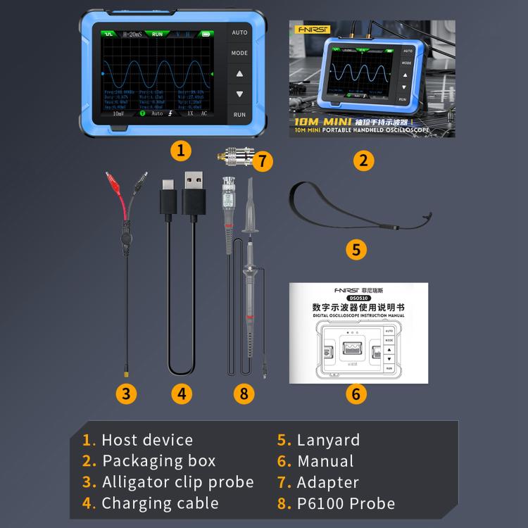 Osciloscopio portátil digital de mano FNIRSI DSO510, DSO510