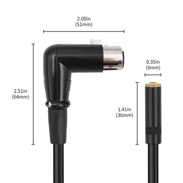 Cable adaptador convertidor de audio en codo de 3,5 mm hembra a XLR hembra, 3.5mm Female to XLR Female Elbow
