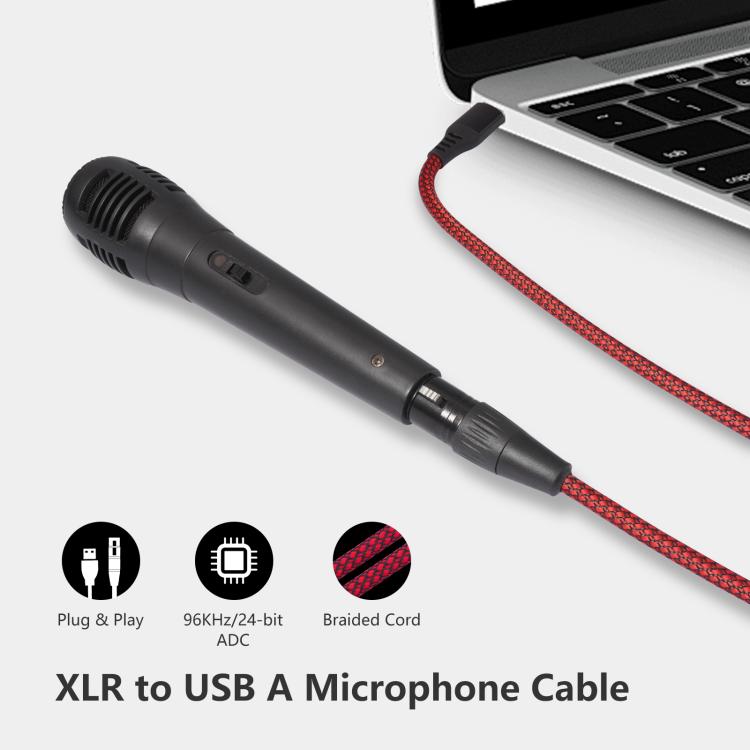 Cable de grabación de audio USB-A a XLR hembra para micrófono dinámico, 1m, 2m, 3m