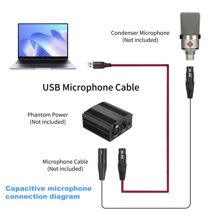 Cable de grabación de audio USB-A a XLR hembra para micrófono dinámico, 1m, 2m, 3m