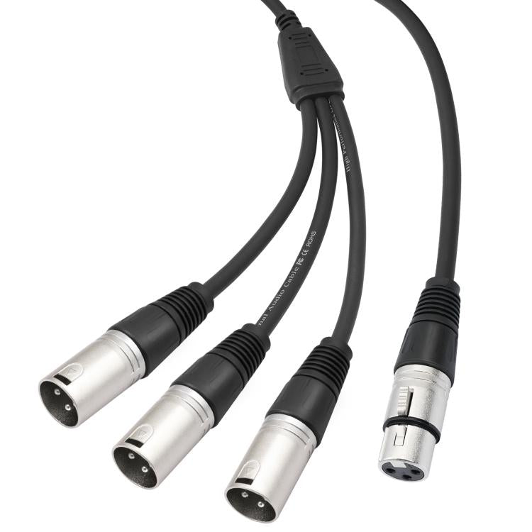 Cable de audio divisor de 3 vías, longitud: 60 cm, XLR Female to 3 XLR Male, XLR Male to 3 XLR Female