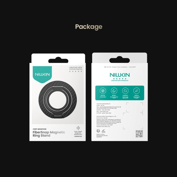 Soporte magnético de anillo para teléfono NILLKIN NKL13 FiberSnap con rotación de 360 grados y doble cara.