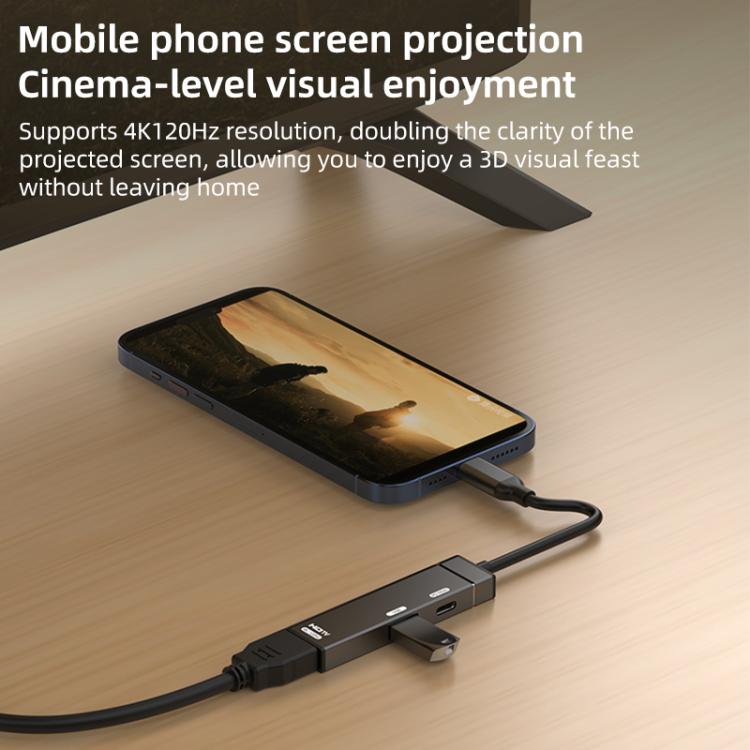 Estación de acoplamiento USB-C a USB-C, USB-A, HDMI HUB, Type-C to Type-C+USB+HDMI