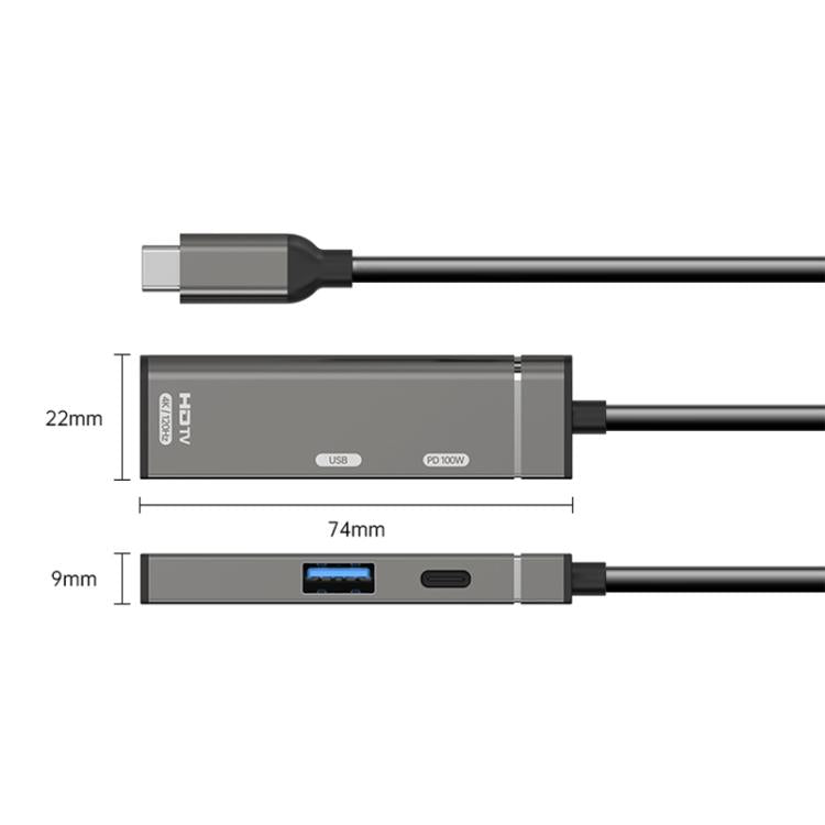 Estación de acoplamiento USB-C a USB-C, USB-A, HDMI HUB, Type-C to Type-C+USB+HDMI