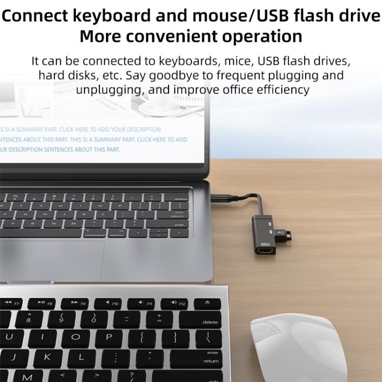 Estación de acoplamiento USB-C a USB-C, USB-A, HDMI HUB, Type-C to Type-C+USB+HDMI