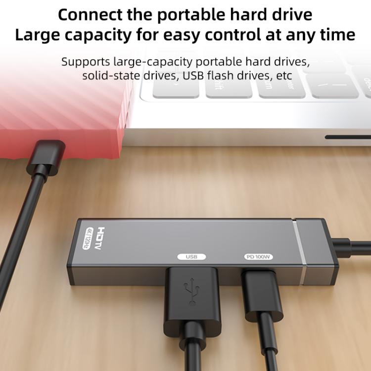 Estación de acoplamiento USB-C a USB-C, USB-A, HDMI HUB, Type-C to Type-C+USB+HDMI