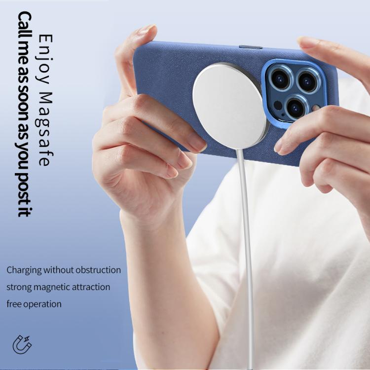 Funda para teléfono VIETAO Retro Denim Texture de piel sintética con MagSafe, For iPhone 17 Pro Max, For iPhone 17 Pro, For iPhone 17, For iPhone Air, For iPhone 16 Pro Max, For iPhone 16 Pro, For iPhone 16, For iPhone 15 Pro Max
