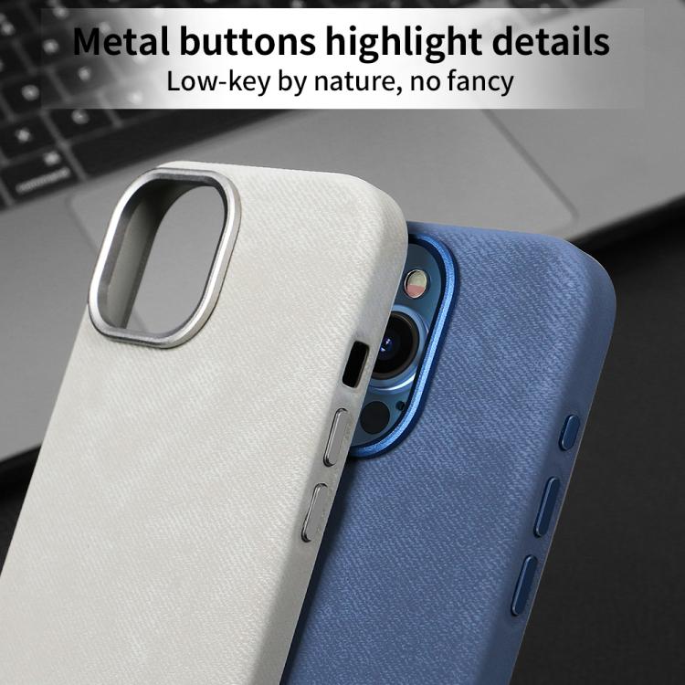 Funda para teléfono VIETAO Retro Denim Texture de piel sintética con MagSafe, For iPhone 17 Pro Max, For iPhone 17 Pro, For iPhone 17, For iPhone Air, For iPhone 16 Pro Max, For iPhone 16 Pro, For iPhone 16, For iPhone 15 Pro Max