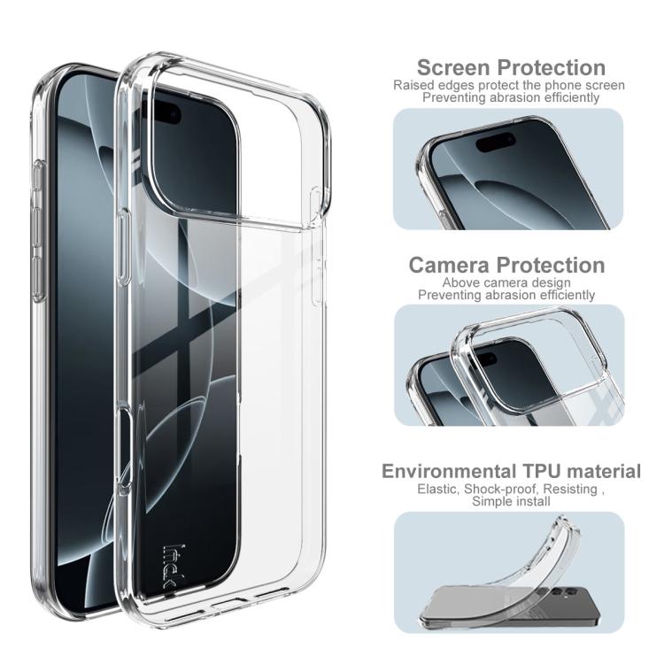 Funda para teléfono de TPU transparente y resistente a los golpes de la serie imak UX-10, For iPhone 17 Pro Max, For iPhone 17 Pro, For iPhone 17, For iPhone Air, For iPhone Air MagSafe