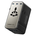 Cargador universal de viaje MOMAX UA28L 1-World 2 de 205 W con doble alimentación de CA y 7 puertos, con tecnología GaN y cable de 140 W., UA28L