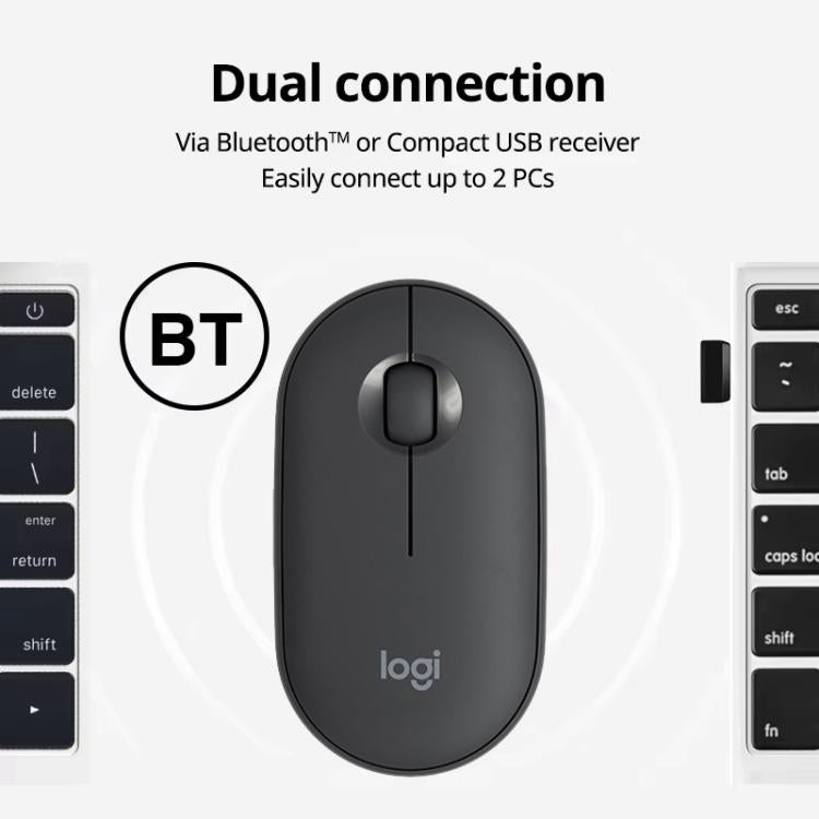 Ratón inalámbrico Bluetooth Logitech PEBBLE M350 de 1000 DPI, ultrafino y de modo dual.