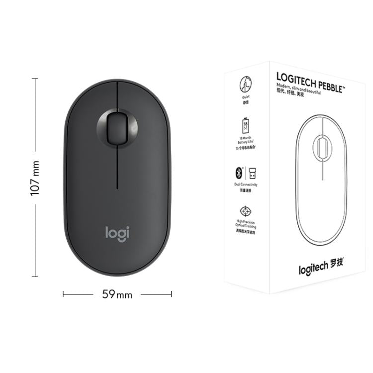 Ratón inalámbrico Bluetooth Logitech PEBBLE M350 de 1000 DPI, ultrafino y de modo dual.