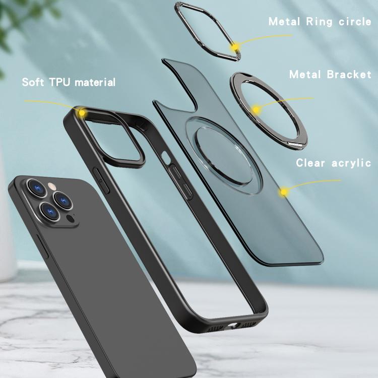 Funda para teléfono con soporte de anillo metálico MagSafe de kalebol, For iPhone 16 Pro Max, For iPhone 15 Pro Max, For iPhone 15 Plus, For iPhone 14 Plus, For iPhone 14, For iPhone 14 Pro Max, For iPhone 13