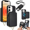 Cartera bandolera 2 en 1 con cremallera y funda trasera de cuero para teléfono AwQuer, For iPhone 12 / 12 Pro, For iPhone 12 Pro Max