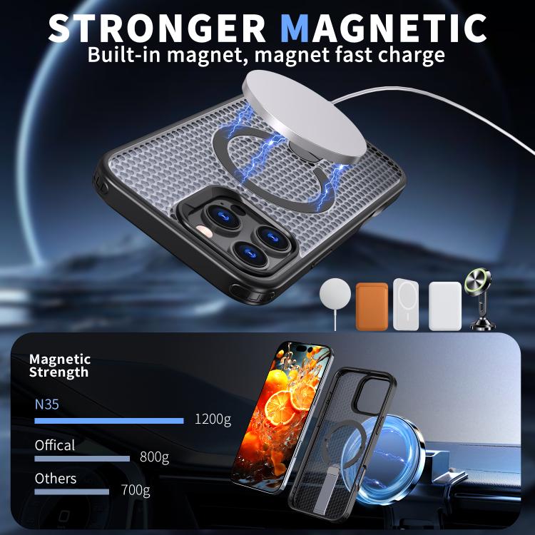 Funda para teléfono Kalebol Honeycomb Cooling MagSafe Holder, For iPhone 14 Pro Max, For iPhone 13 Pro Max, For iPhone 13