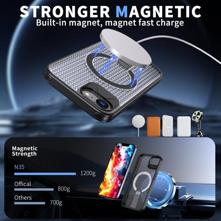 Funda para teléfono Kalebol Honeycomb Cooling MagSafe Holder, For iPhone 17e / 16e, For iPhone 17 Pro Max, For iPhone 17 Pro, For iPhone 17, For iPhone Air, For iPhone 16 Pro Max, For iPhone 16 Pro, For iPhone 16 Plus