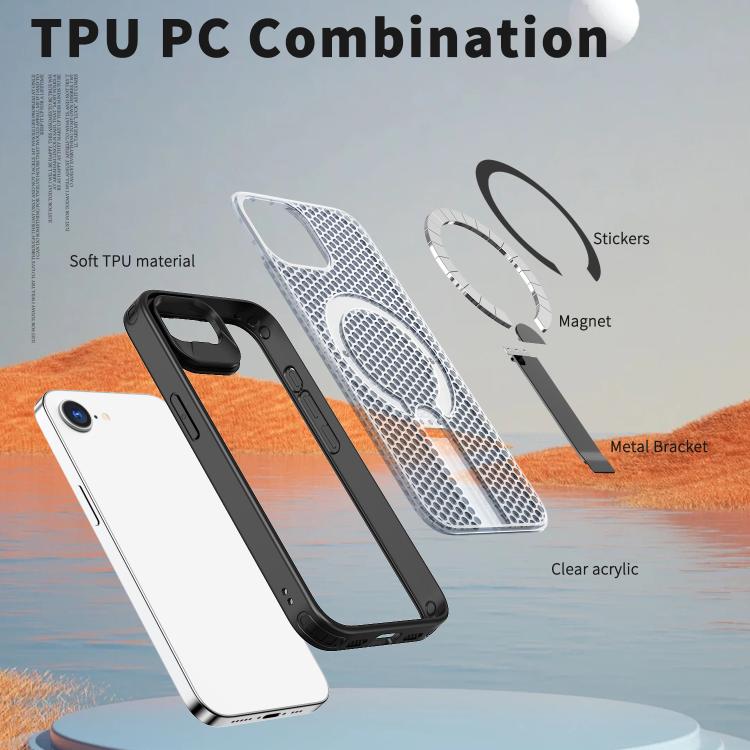 Funda para teléfono Kalebol Honeycomb Cooling MagSafe Holder, For iPhone 17e / 16e, For iPhone 17 Pro Max, For iPhone 17 Pro, For iPhone 17, For iPhone Air, For iPhone 16 Pro Max, For iPhone 16 Pro, For iPhone 16 Plus
