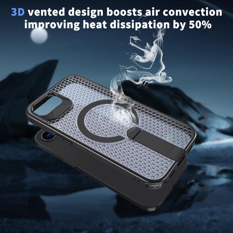Funda para teléfono Kalebol Honeycomb Cooling MagSafe Holder, For iPhone 17e / 16e, For iPhone 17 Pro Max, For iPhone 17 Pro, For iPhone 17, For iPhone Air, For iPhone 16 Pro Max, For iPhone 16 Pro, For iPhone 16 Plus