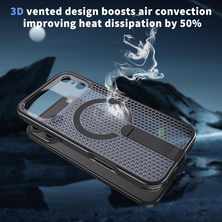 Funda para teléfono Kalebol Honeycomb Cooling MagSafe Holder, For iPhone 17e / 16e, For iPhone 17 Pro Max, For iPhone 17 Pro, For iPhone 17, For iPhone Air, For iPhone 16 Pro Max, For iPhone 16 Pro, For iPhone 16 Plus