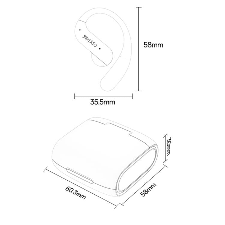 Auriculares Bluetooth abiertos OWS Yesido YSP28 ENC con cancelación de ruido y gancho para la oreja., YSP28
