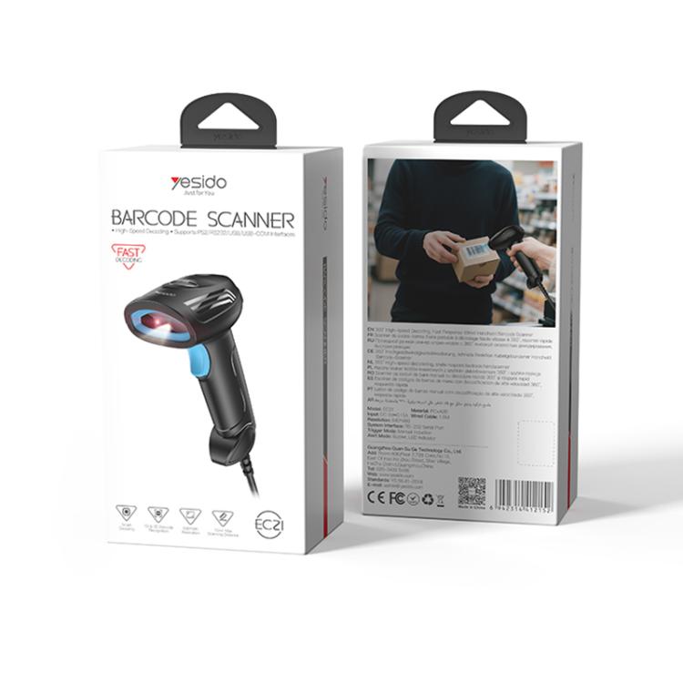 Escáner de código de barras con cable Yesido EC21 1D/2D