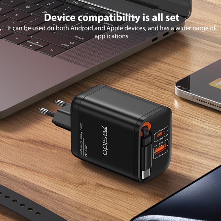 Cargador rápido Yesido YC99 de 40 W con cable telescópico USB tipo C., YC99