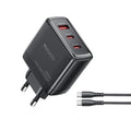 Cargador rápido Yesido YC144C de 65 W con tres puertos y cable USB-C de 1 m., YC144C