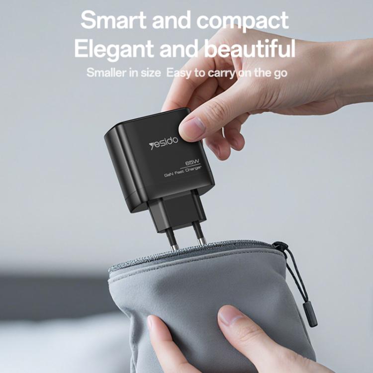 Cargador rápido Yesido YC144C de 65 W con tres puertos y cable USB-C de 1 m., YC144C
