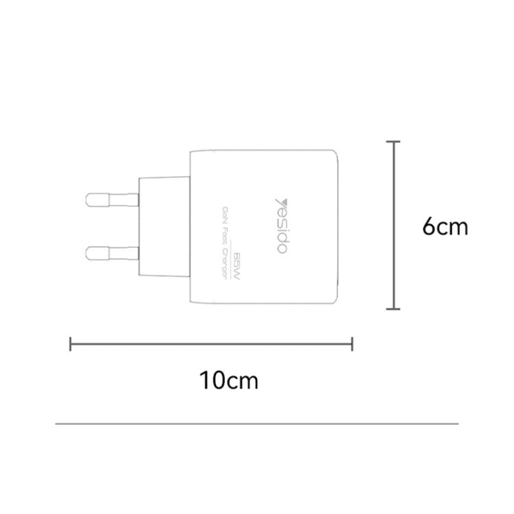 Cargador rápido de tres puertos Yesido YC144 de 65 W, YC144