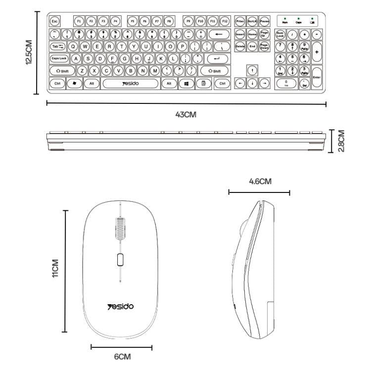 Conjunto de teclado y ratón inalámbricos Yesido KB42 2.4G para empresas, Arabic Version, English Version