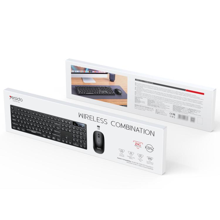 Conjunto de teclado y ratón inalámbricos Yesido KB42 2.4G para empresas, Arabic Version, English Version