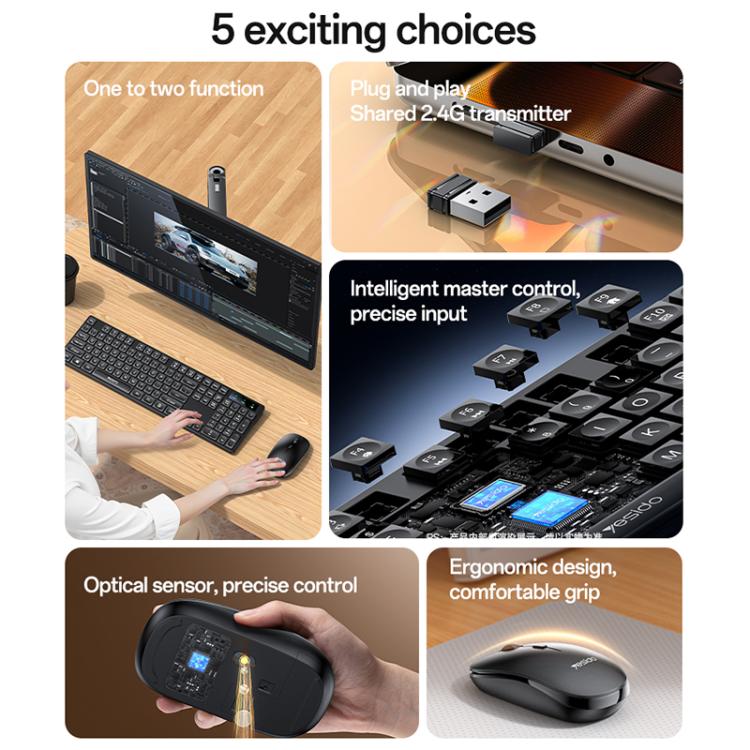 Conjunto de teclado y ratón inalámbricos Yesido KB42 2.4G para empresas, Arabic Version, English Version