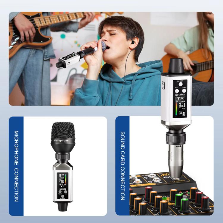 Adaptador XLR DEBRA EMX-1 para sistema de monitor inalámbrico portátil (transmisor y receptor), TX & RX