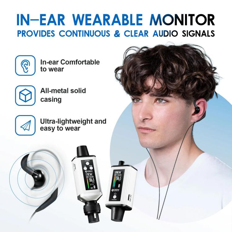 Adaptador XLR DEBRA EMX-1 para sistema de monitor inalámbrico portátil (transmisor y receptor), TX & RX
