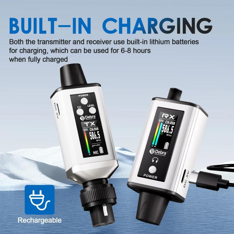 Adaptador XLR DEBRA EMX-1 para sistema de monitor inalámbrico portátil (transmisor y receptor), TX & RX