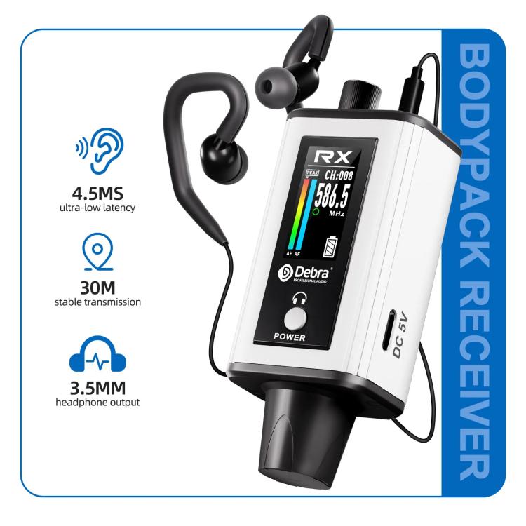 Adaptador XLR DEBRA EMX-1 para sistema de monitor inalámbrico portátil (transmisor y receptor), TX & RX